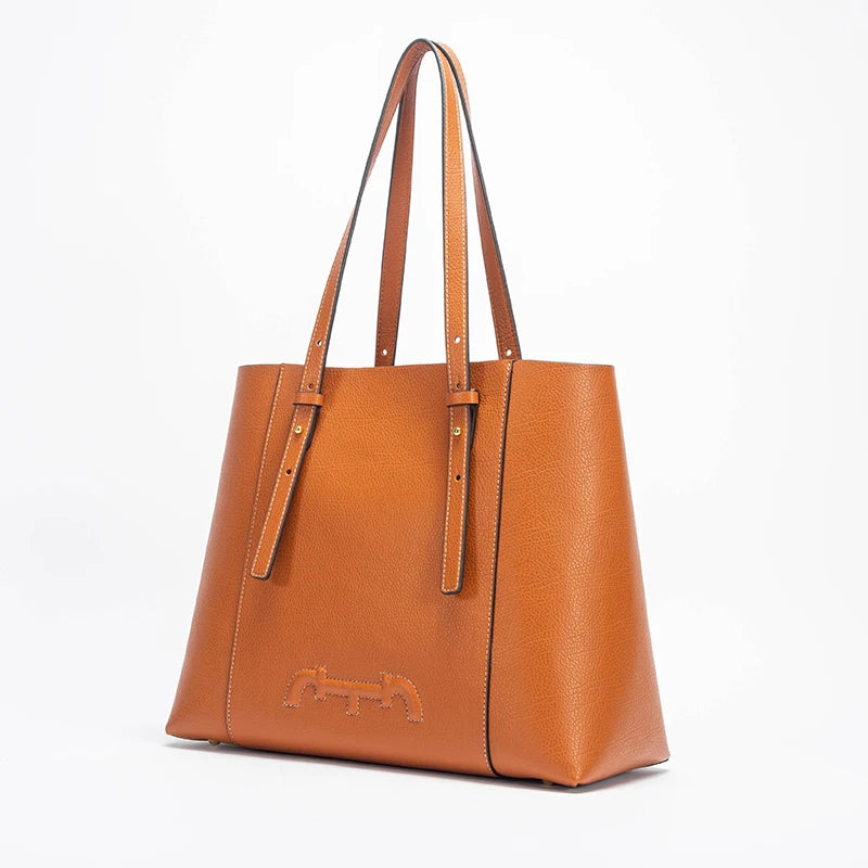 sac de cours luxe en cuir marron