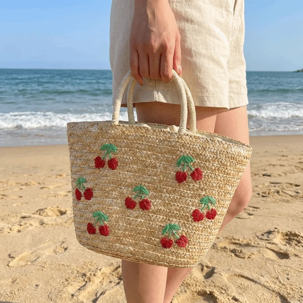 sac en paille brode plage