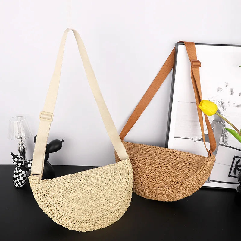 sac banane en paille femme