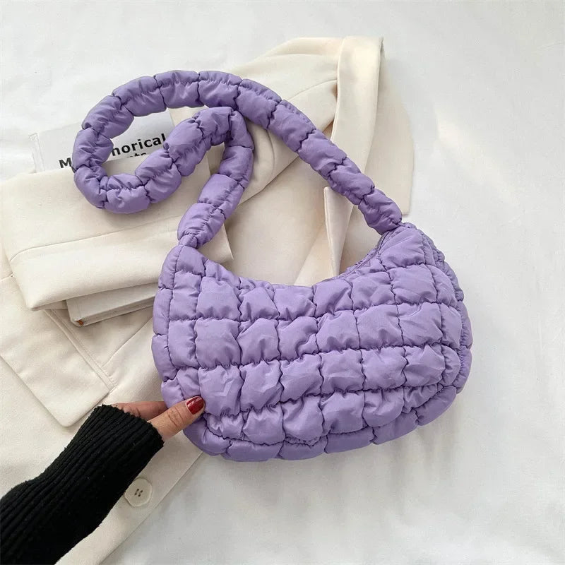 sac en tissu bandouliere matelassé lila