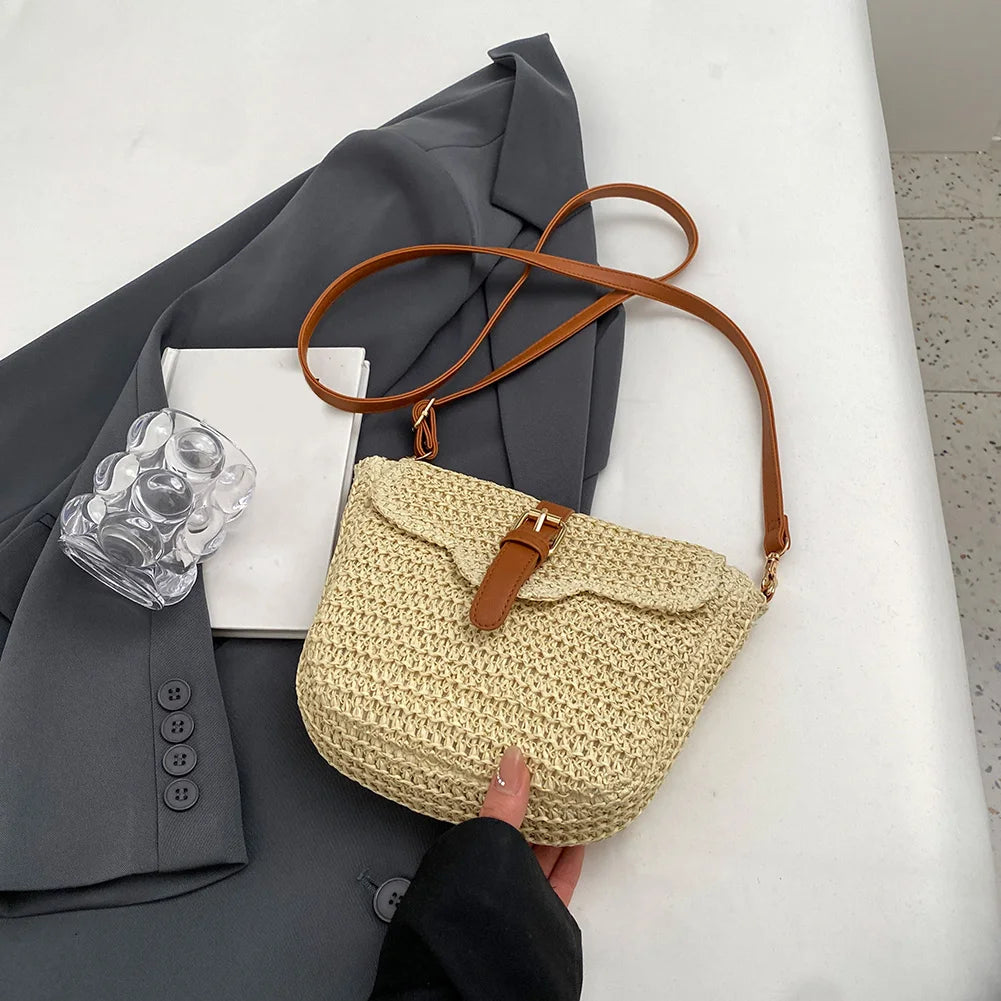 sac besace en paille beige