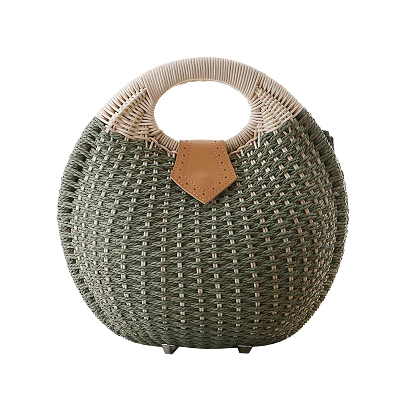 sac en paille rond vert