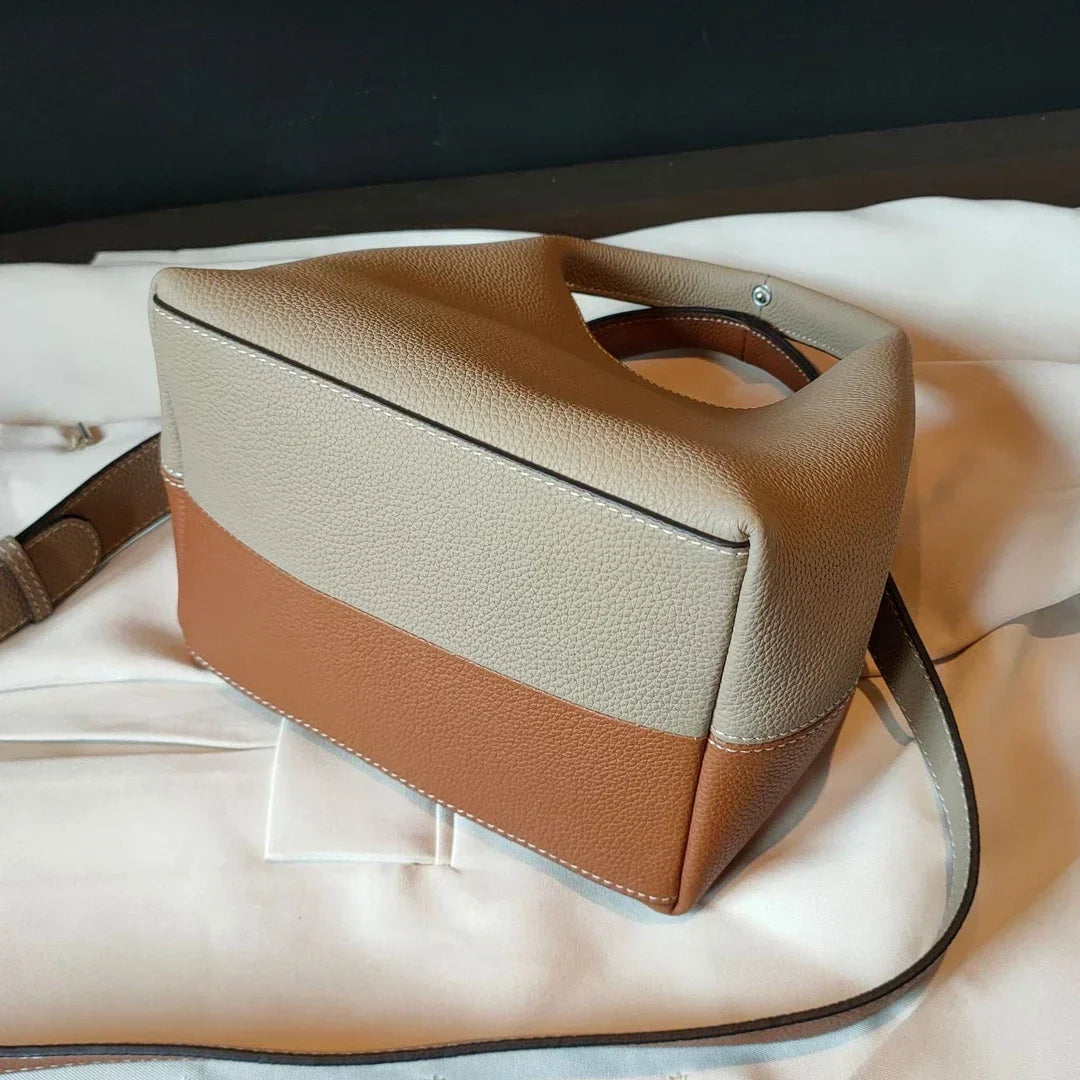 sac a main femme cuir luxe bicolore beige