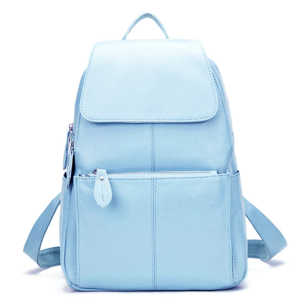 sac a dos pour femme en cuir bleu lagon