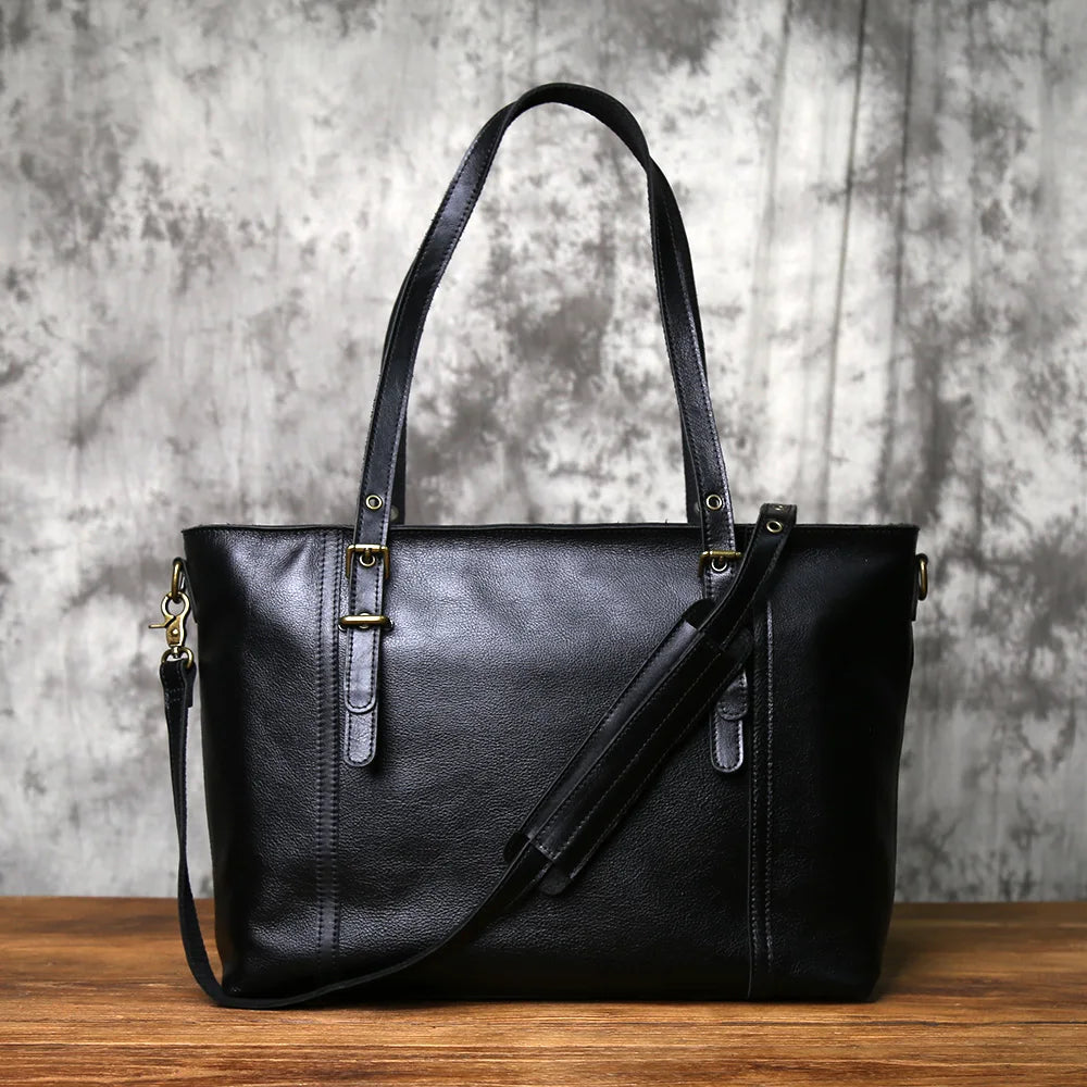 sac en cuir pour ordinateur noir