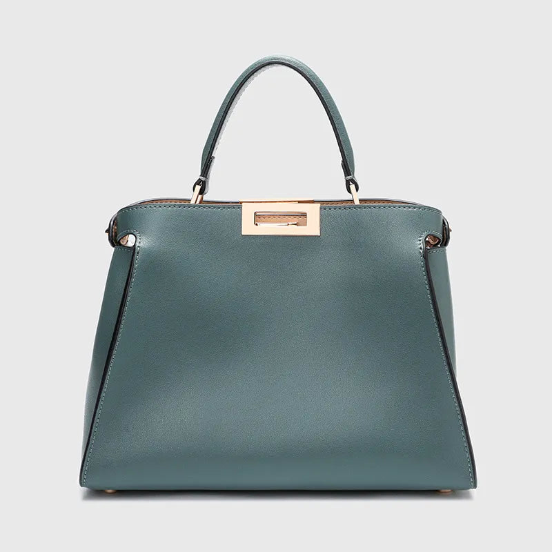 grand sac cuir couleur bleu vert