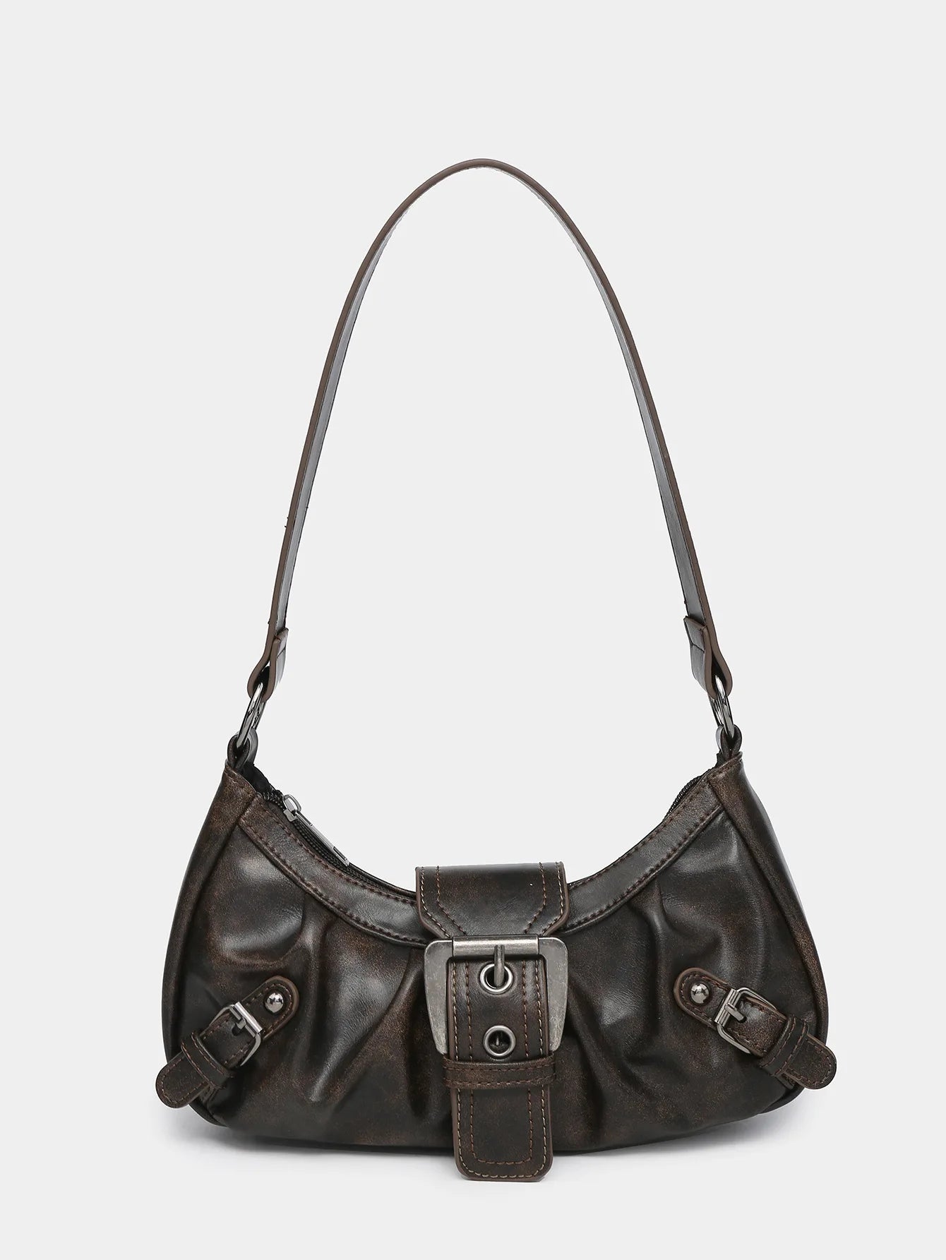 sac baguette marron en similicuir