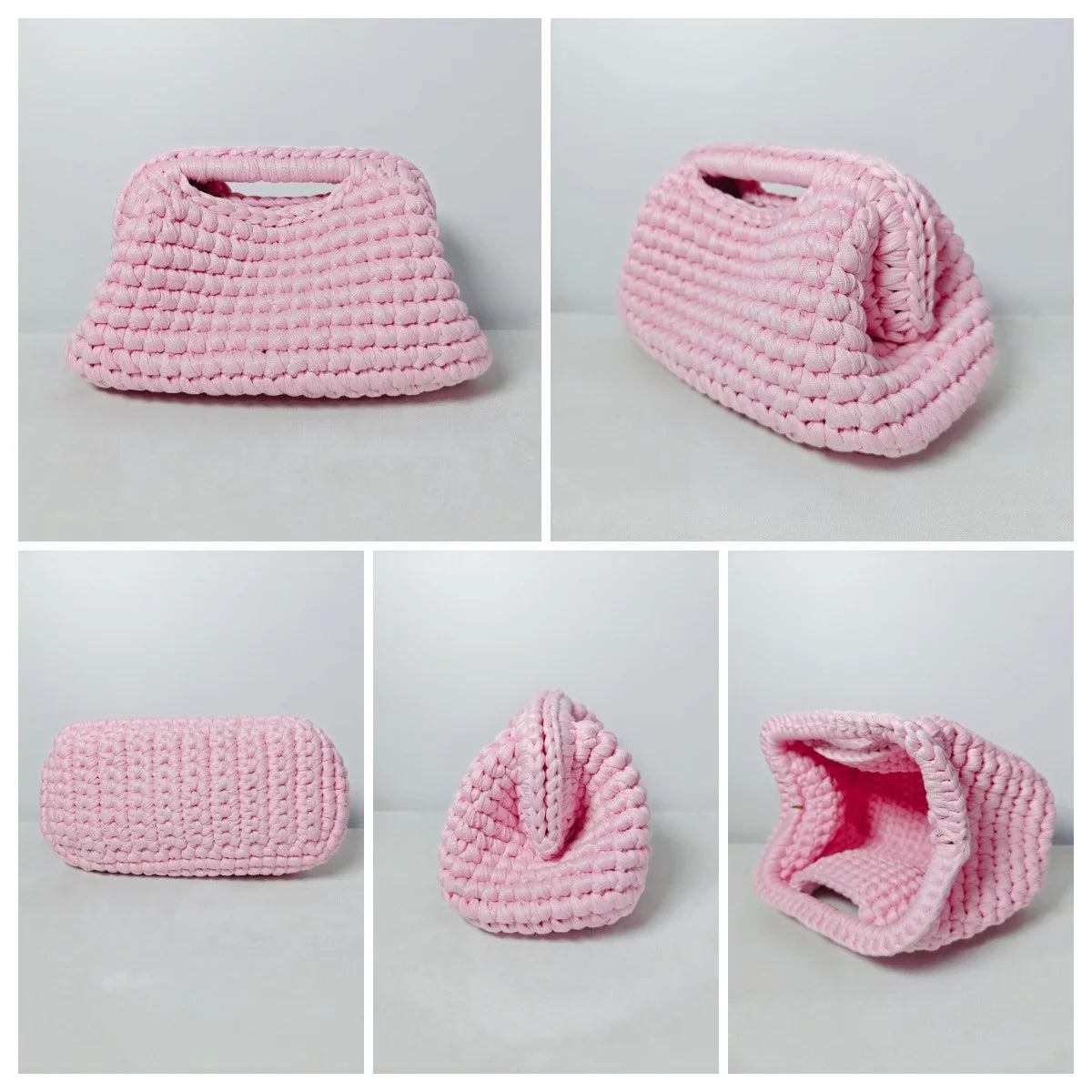 pochette crochet rose fait main