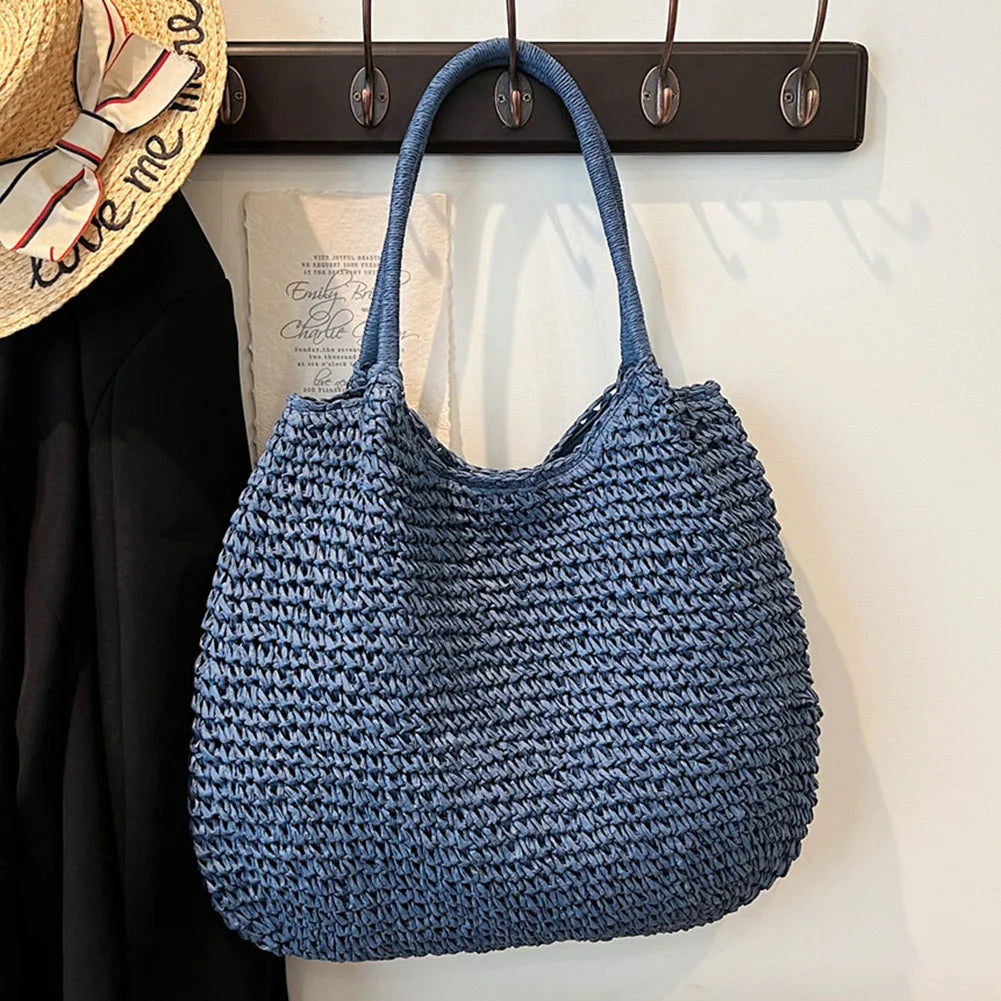 sac paille tendance bleu