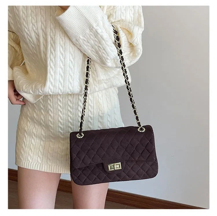 sac bandouliere avec chaine marron matelasse