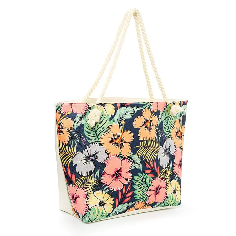 sac de plage colore fleurs