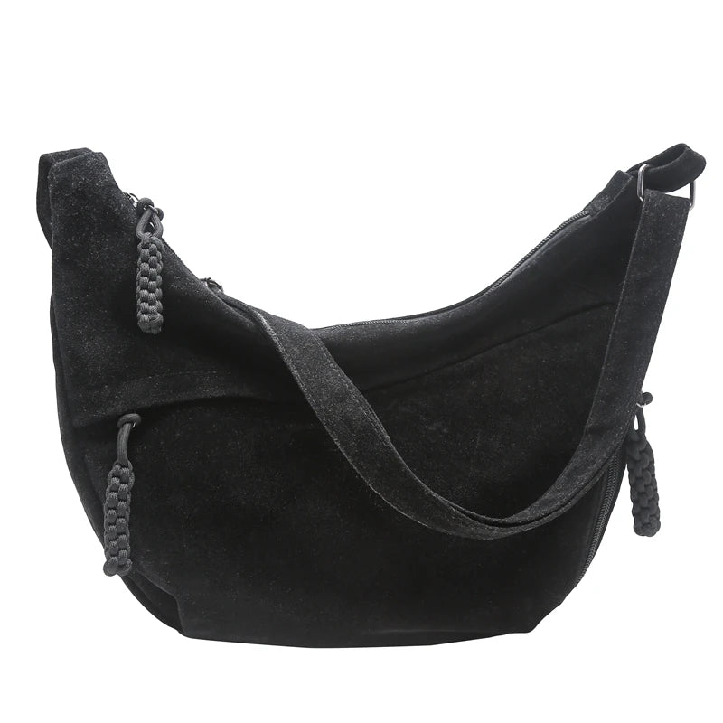 sac besace en daim noir chic