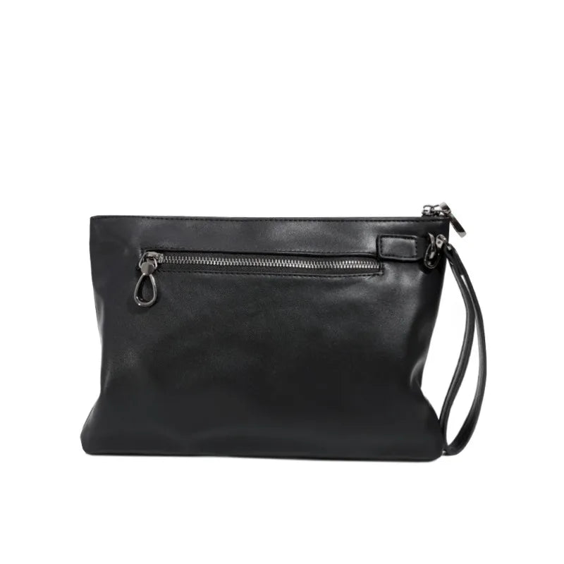 pochette noir homme avec poche zippee