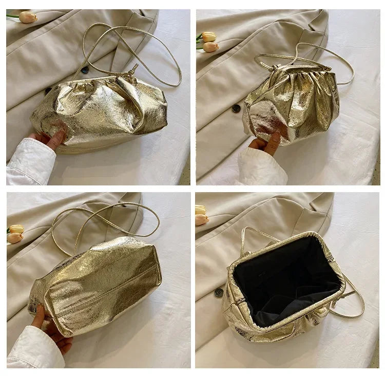 details du sac pochette doré