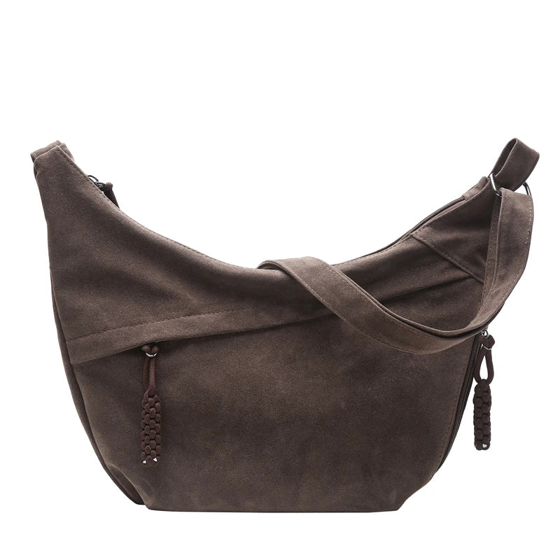 sac besace en faux daim couleur cafe