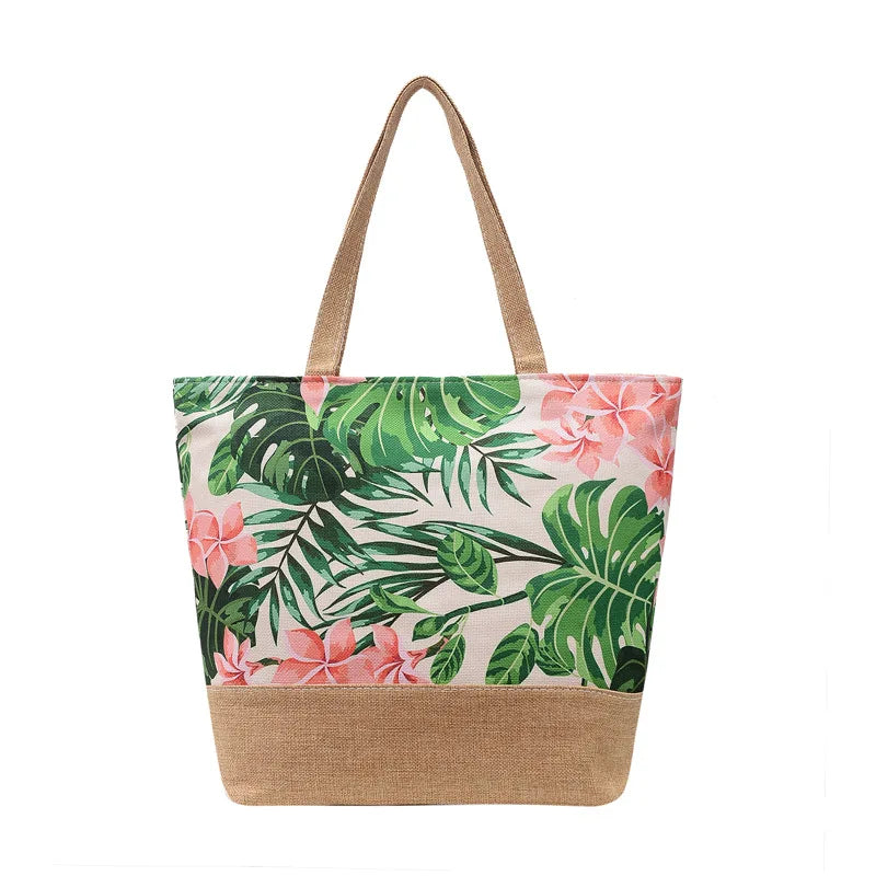 sac de plage coloré feuilles tropicale