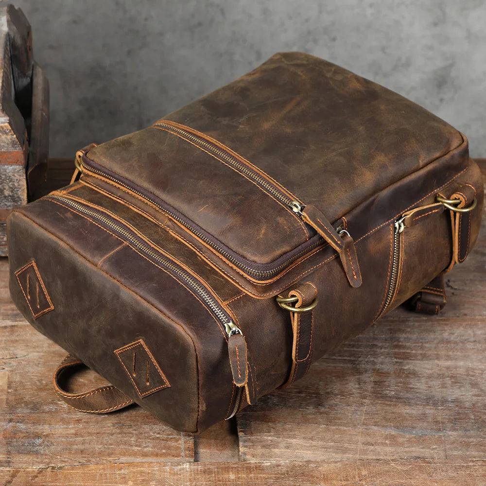 sac a dos vintage homme marron