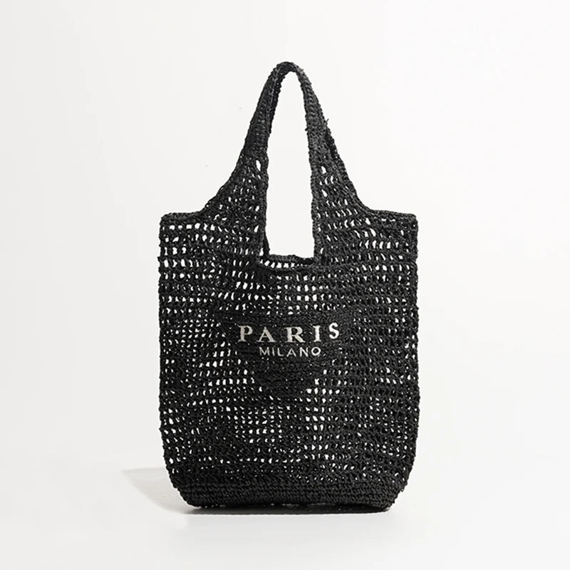 sac de plage paille noir