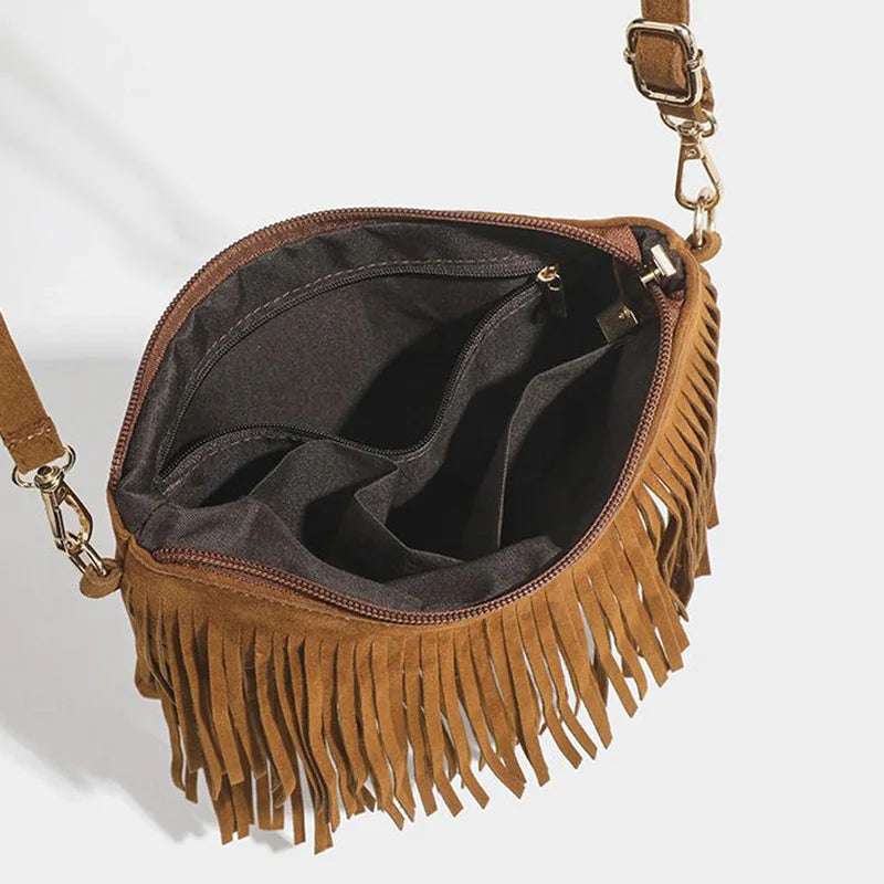 interieur du sac a main frange camel