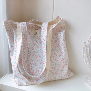 Tote Bag Femme ANATTASOUL - Sac Shopping En Toile Coton 100%, Motif Fleur Sauvage, 40x38 Cm - Idéal Courses, Sport, école