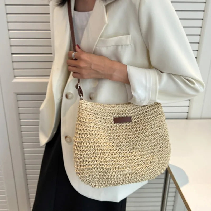 sac a main en paille bandouliere beige