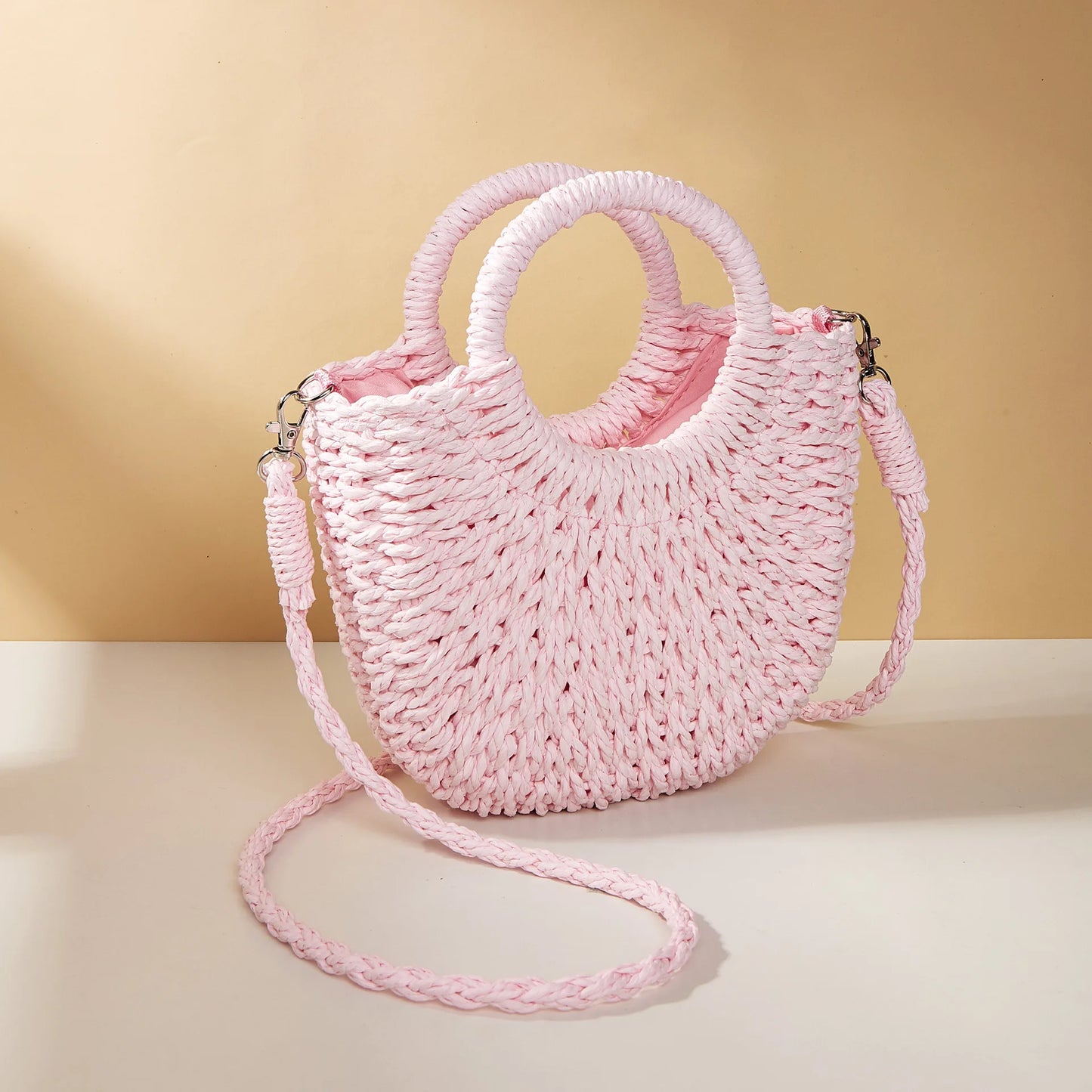 sac osier bandouliere rose pale