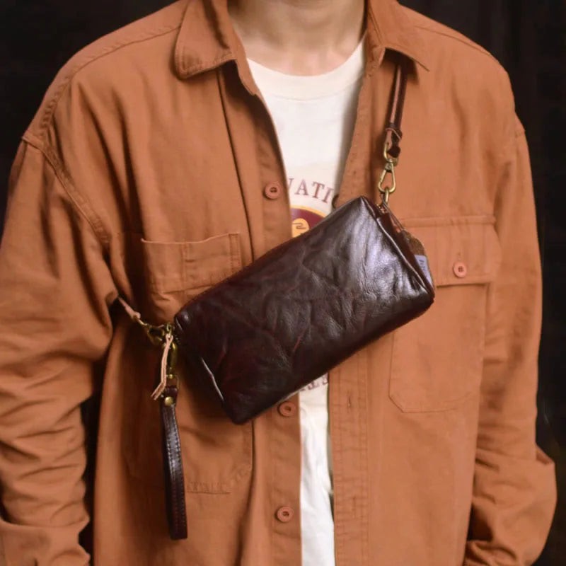 pochette en bandouliere homme marron