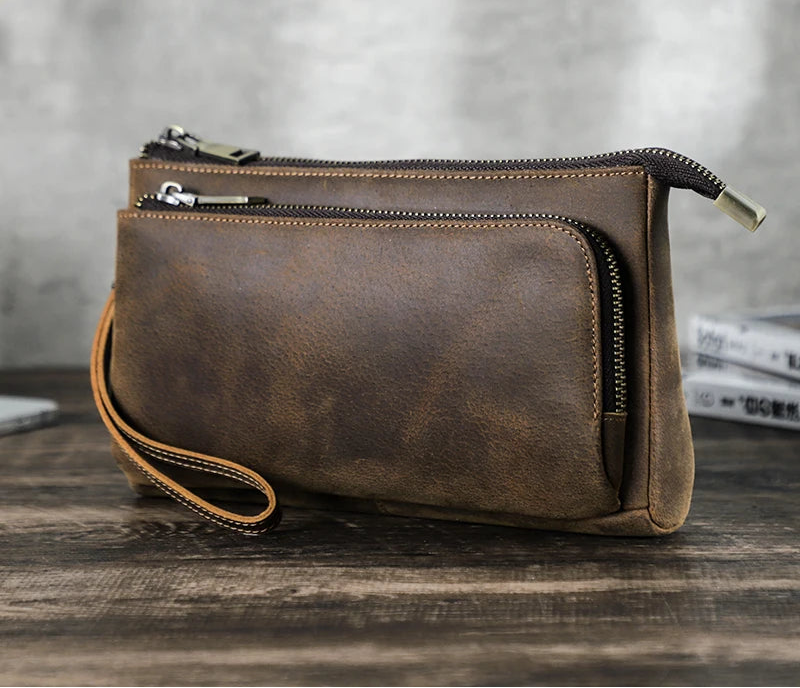 pochette homme cuir cognac