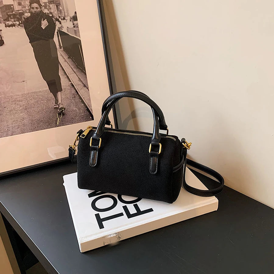 sac bandouliere noir daim