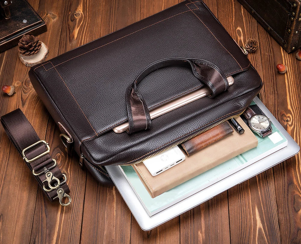 sac de cours ordinateur cuir