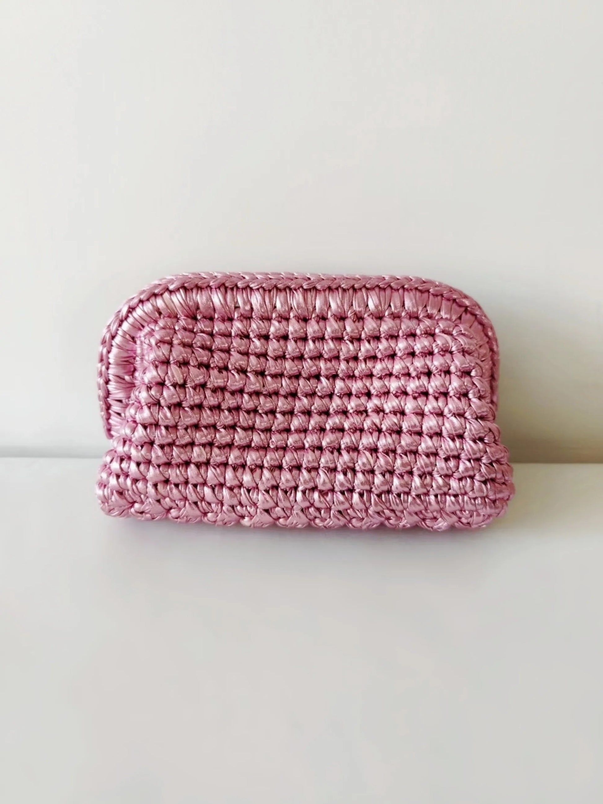 pochette en crochet rose
