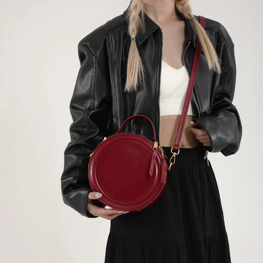 sac bandoulière rond femme rouge