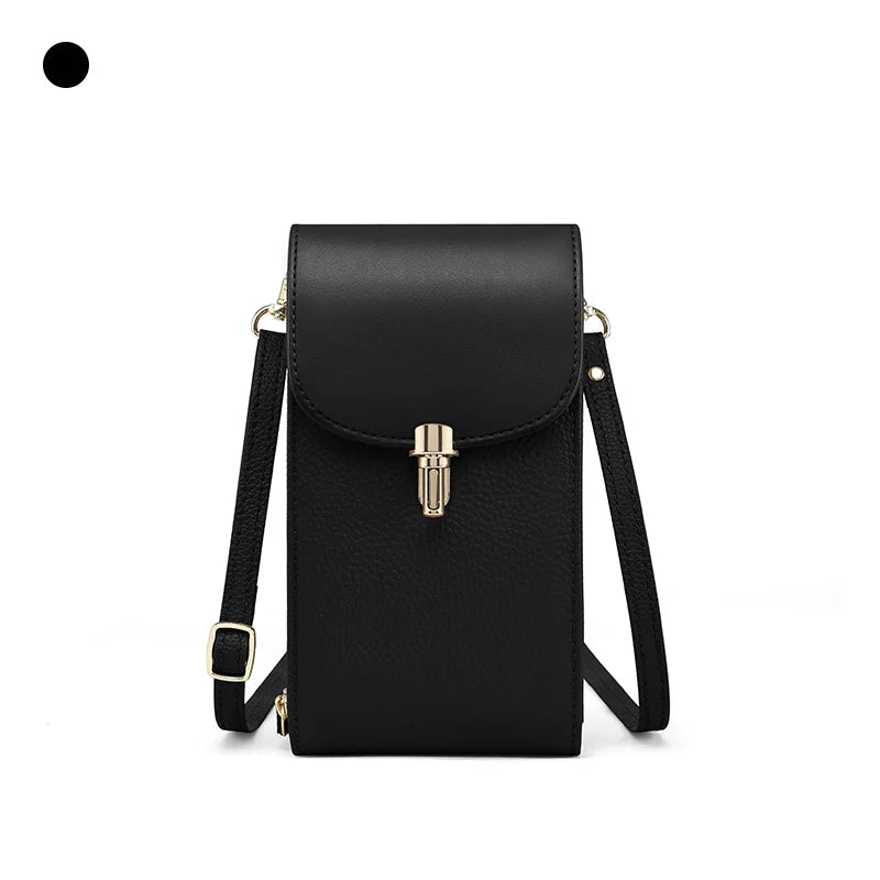 pochette telephone en cuir noir