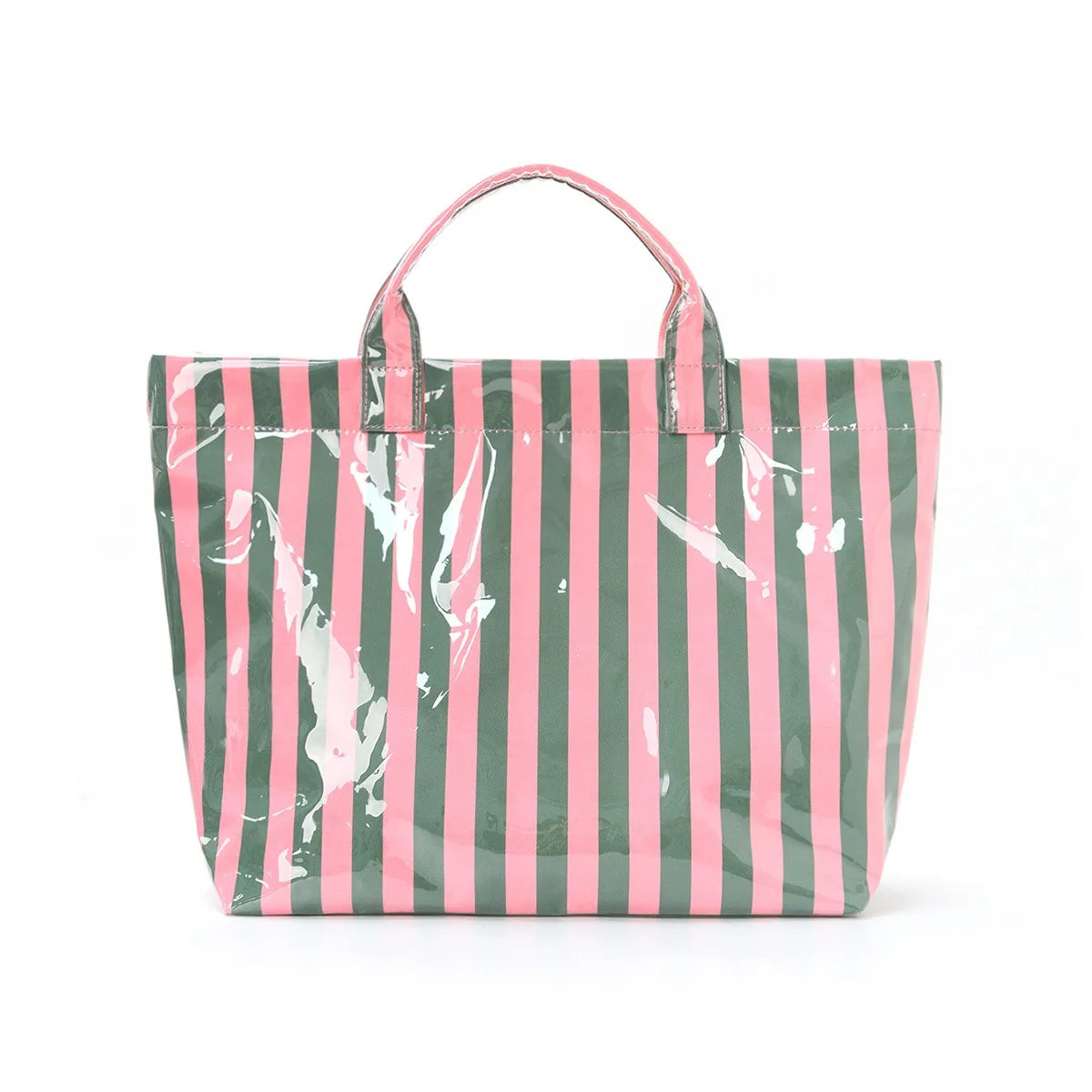 sac de plage plastique rayures verte