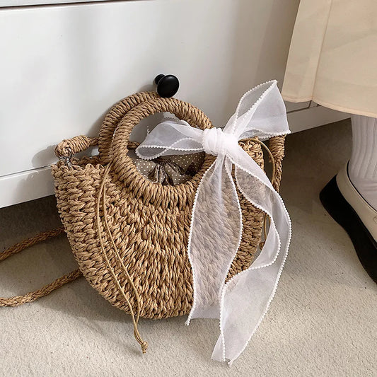 sac a main en paille rond