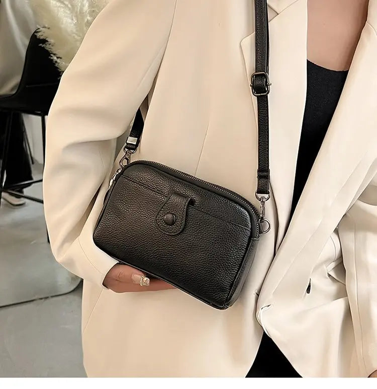 sac pochette bandouliere cuir femme noir