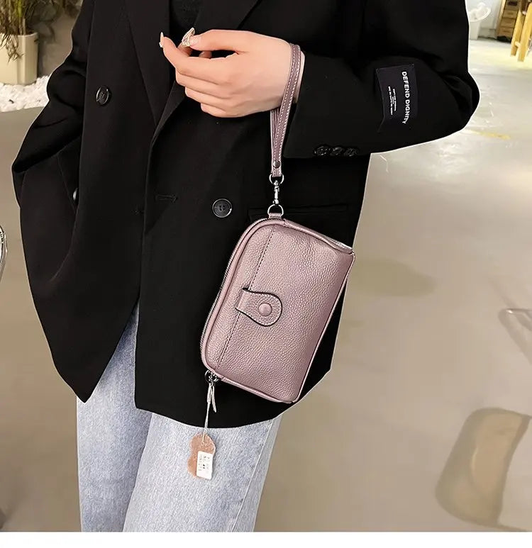 sac pochette bandouliere cuir femme lila