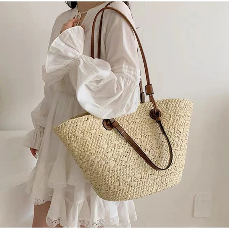 sac d'ete en paille porte epaule