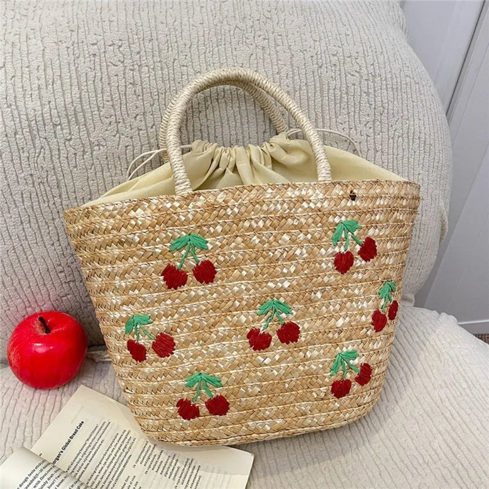 sac en paille brode raffine