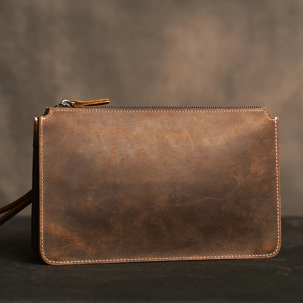pochette cuir homme luxe marron