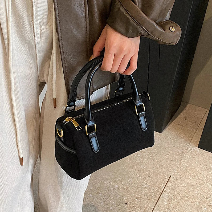 sac bandouliere daim noir
