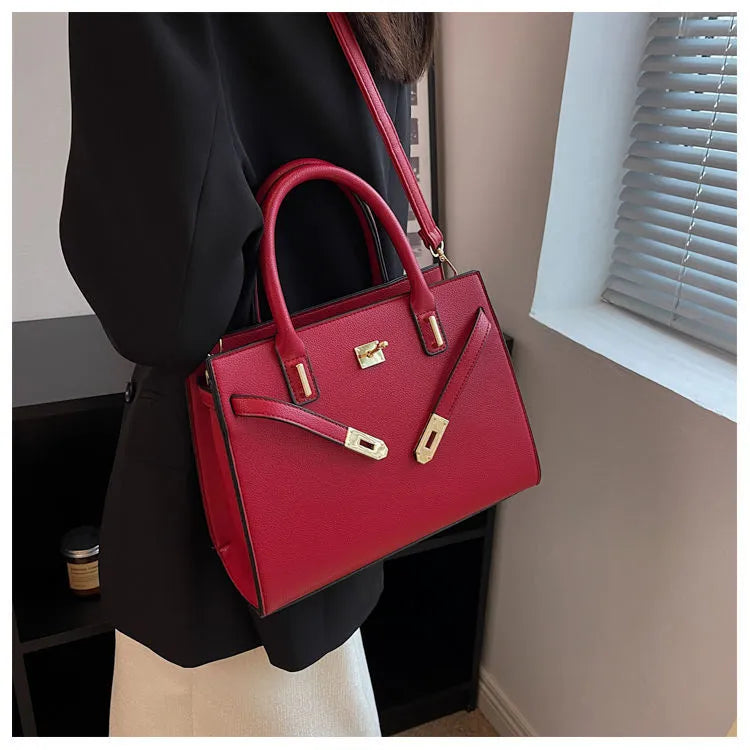 sac a main cabas luxe rouge bandouliere