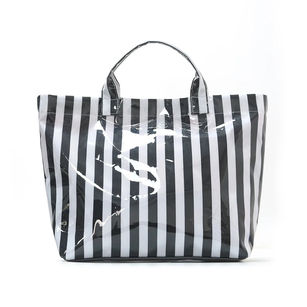 sac de plage plastique rayures noir
