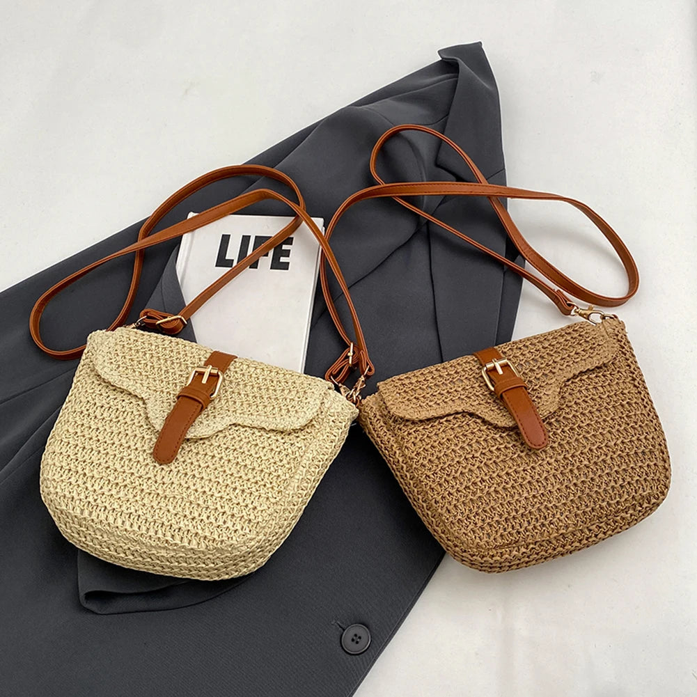 sac besace en paille tresse