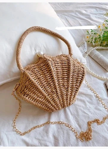 sac en paille coquillage