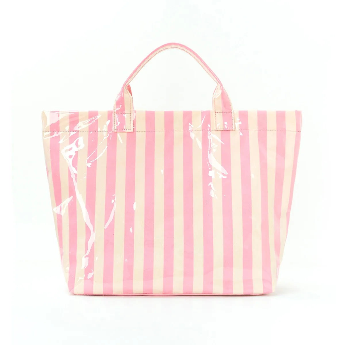 sac de plage plastique rayures beige