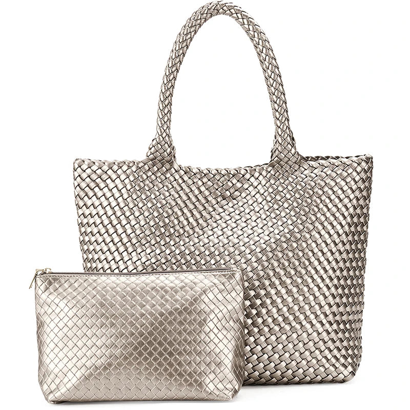 sac cabas luxe argenté
