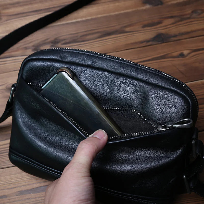 sac bandouliere homme noir en cuir