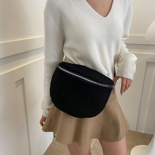 sac banane en nubuck noir