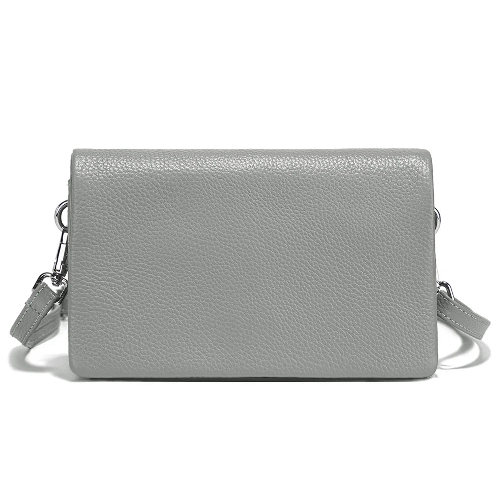 Pochette bandoulière en cuir gris